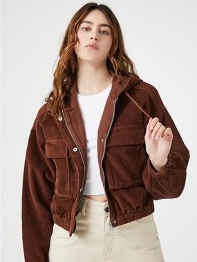 NWT Forever 21 Brown Corduroy Cropped Jacket Size Medium New